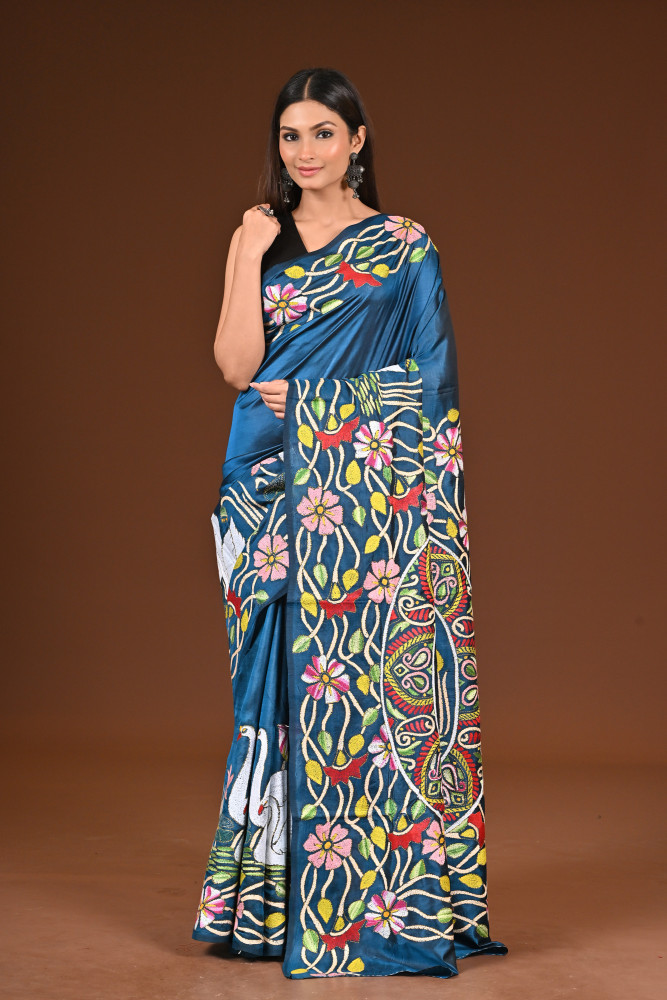 Image of PURE  SILK KANTHA SAREE