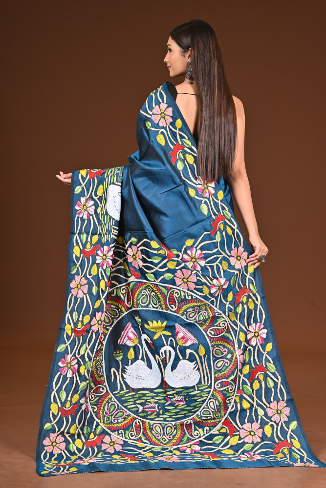 PURE  SILK KANTHA SAREE