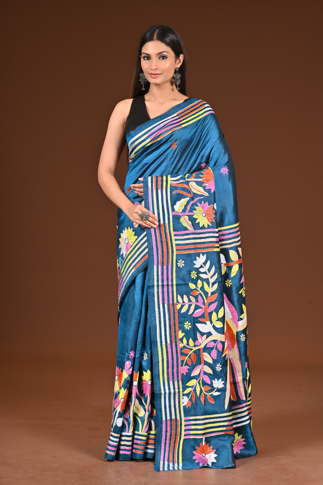 Image of PURE  SILK KANTHA SAREE