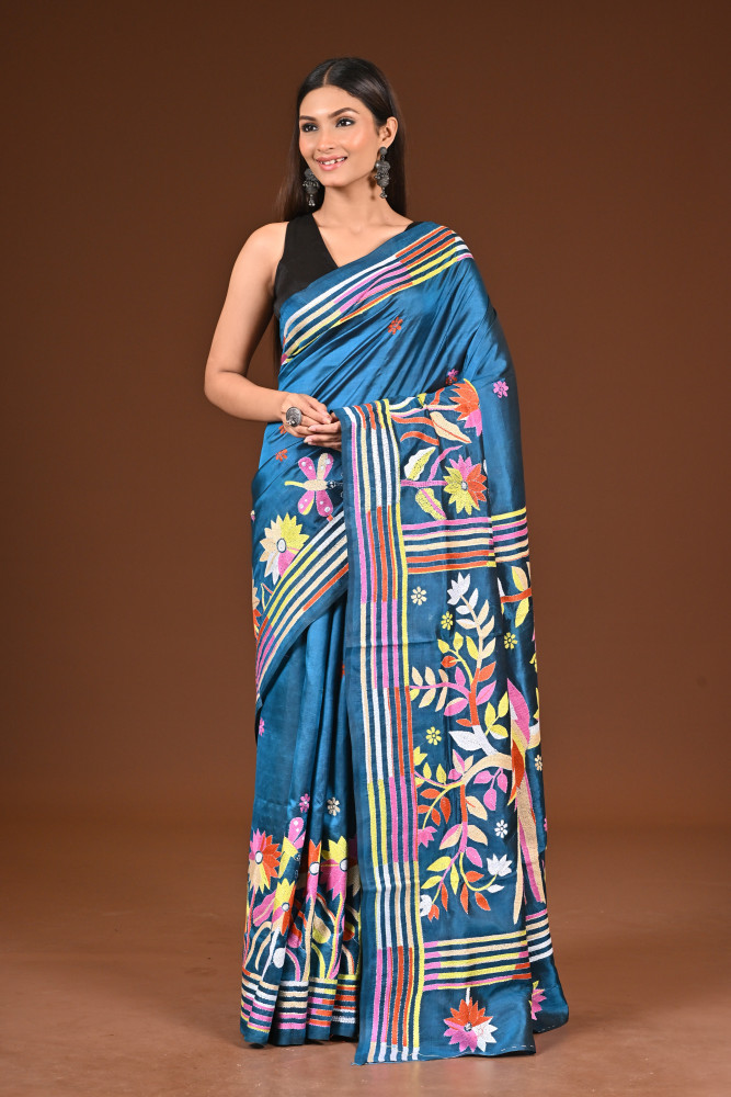 PURE  SILK KANTHA SAREE