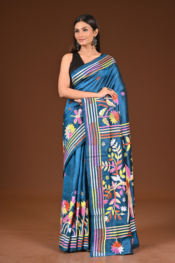 PURE  SILK KANTHA SAREE