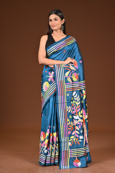 PURE  SILK KANTHA SAREE