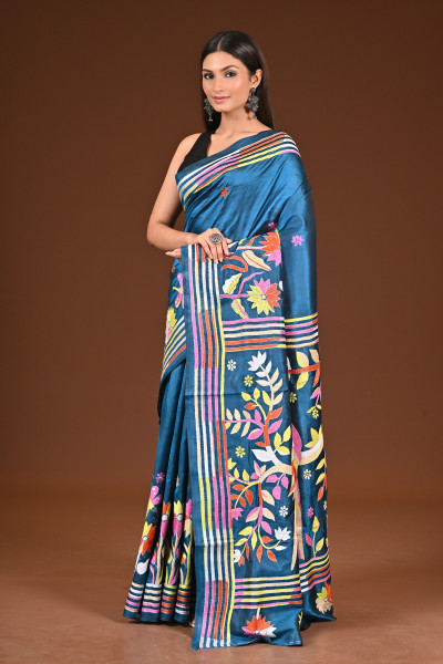 PURE  SILK KANTHA SAREE