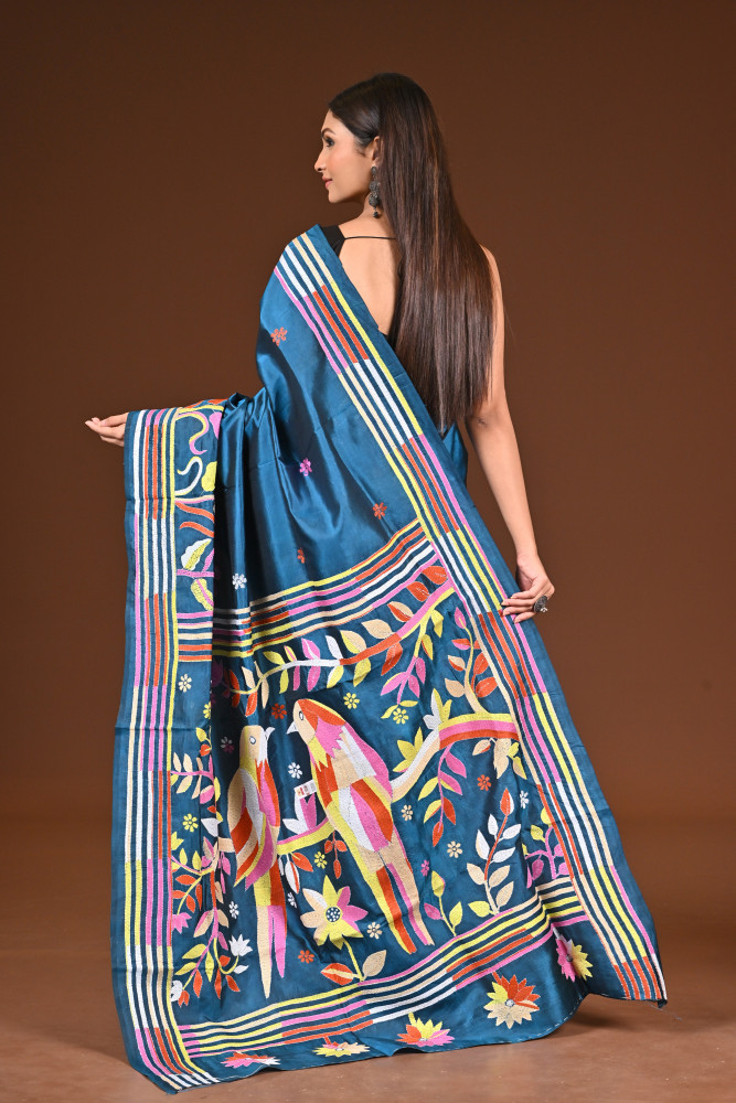 PURE  SILK KANTHA SAREE