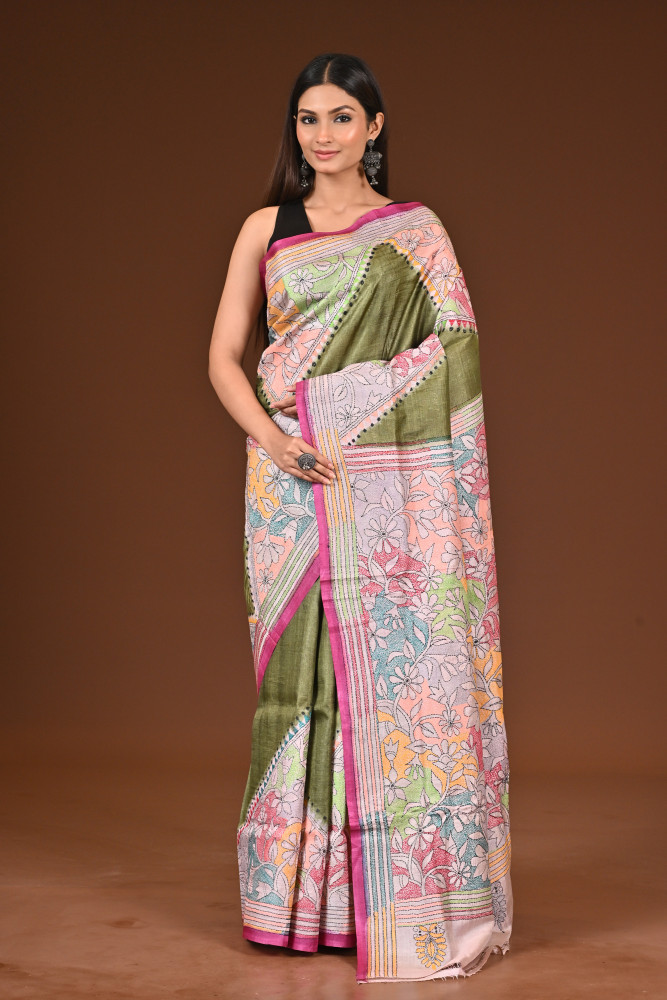 TUSSAR DYE COLLAGE SAREE