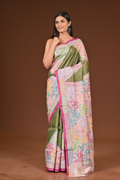 TUSSAR DYE COLLAGE SAREE