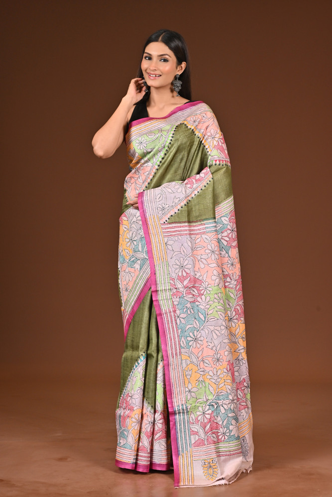 TUSSAR DYE COLLAGE SAREE