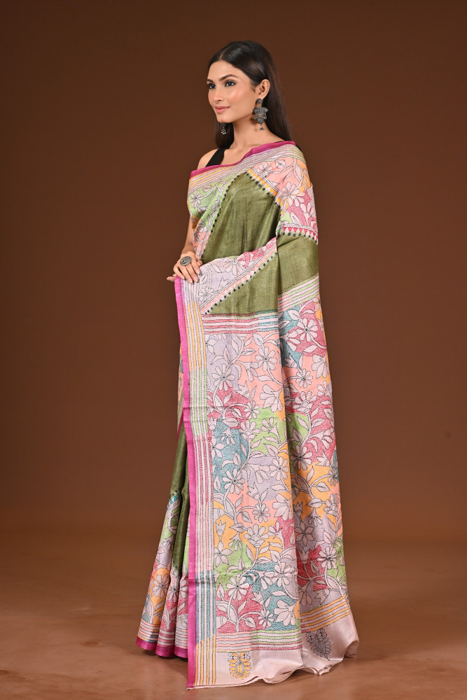 TUSSAR DYE COLLAGE SAREE