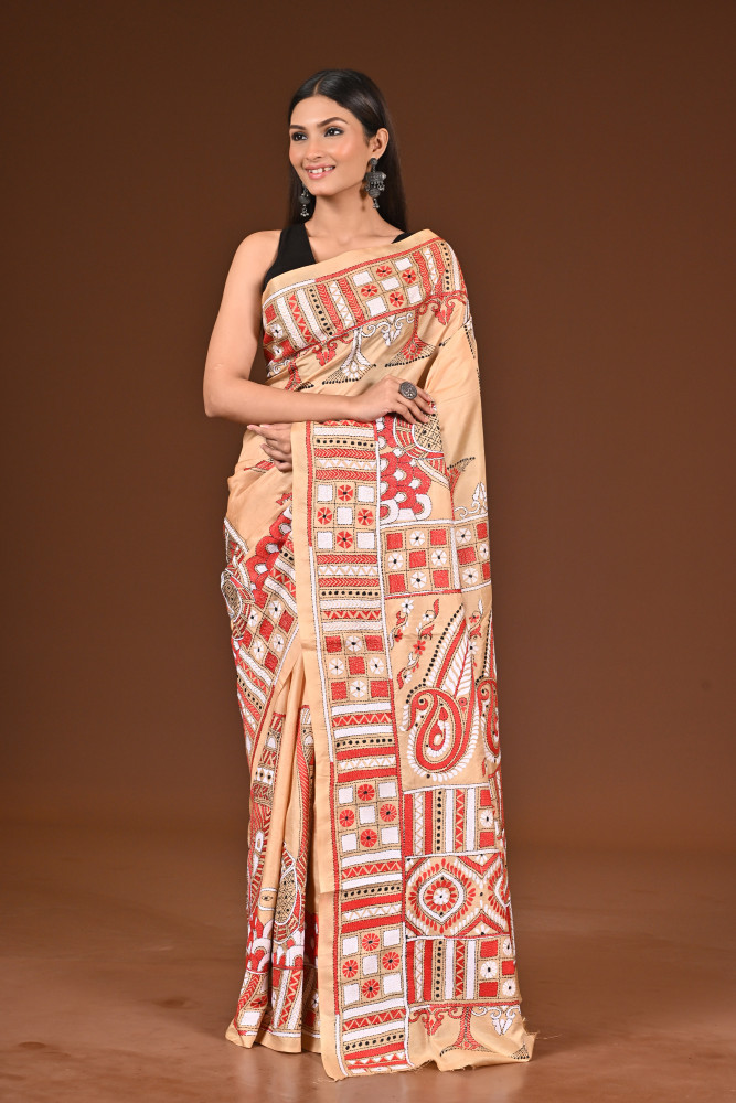 PURE  SILK KANTHA SAREE
