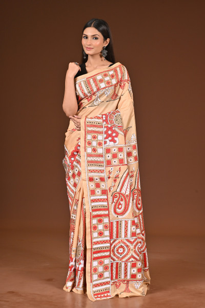 PURE  SILK KANTHA SAREE