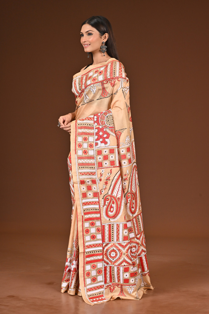 PURE  SILK KANTHA SAREE