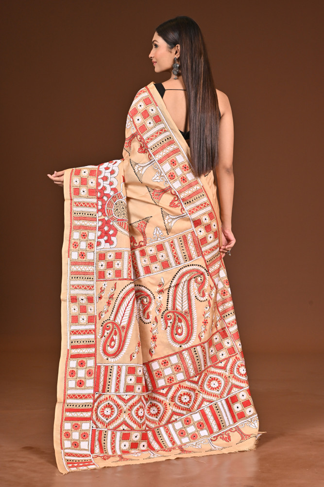 PURE  SILK KANTHA SAREE