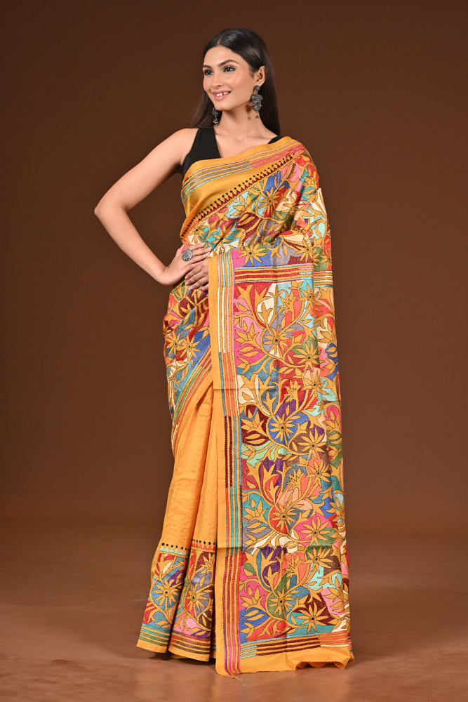 PURE  SILK KANTHA SAREE