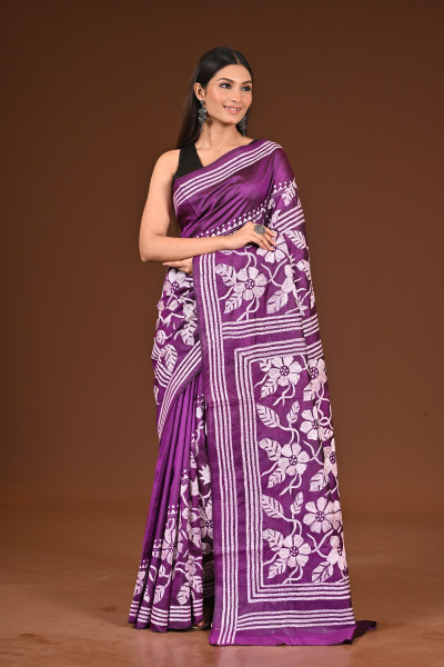 PURE  SILK KANTHA SAREE