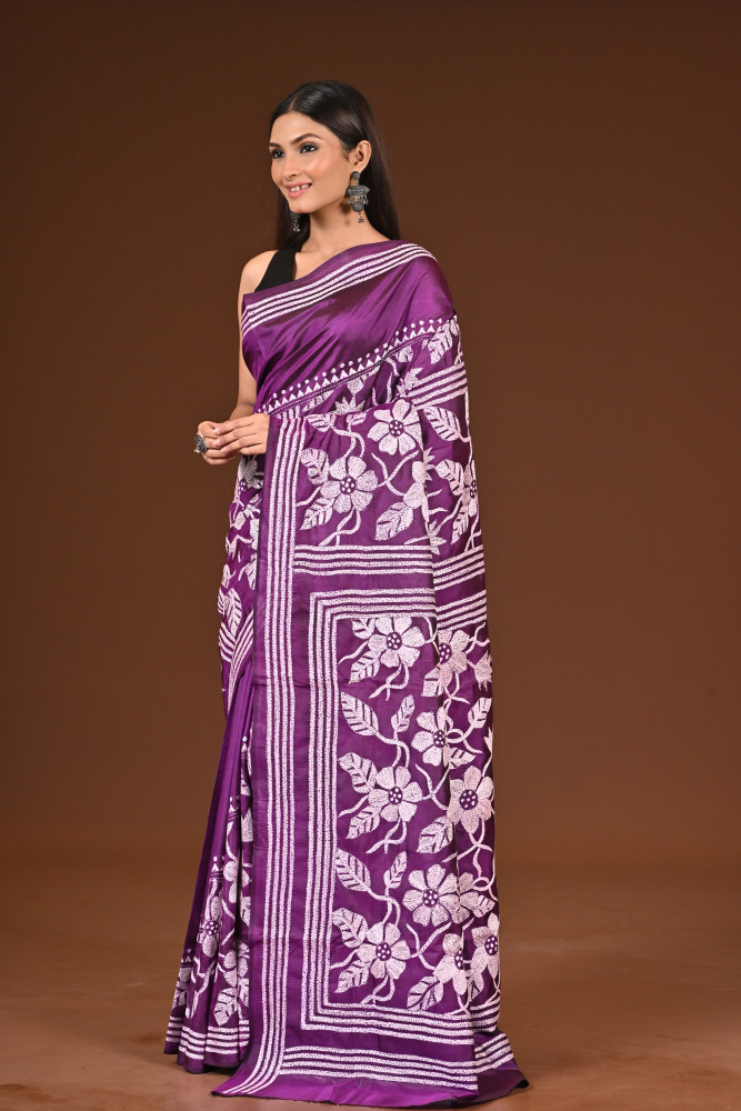 PURE  SILK KANTHA SAREE