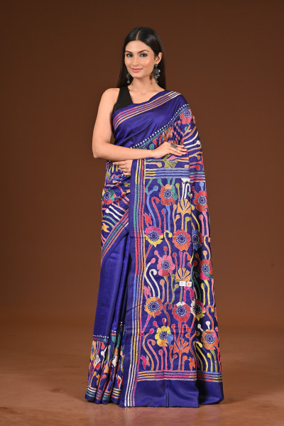 PURE  SILK KANTHA SAREE