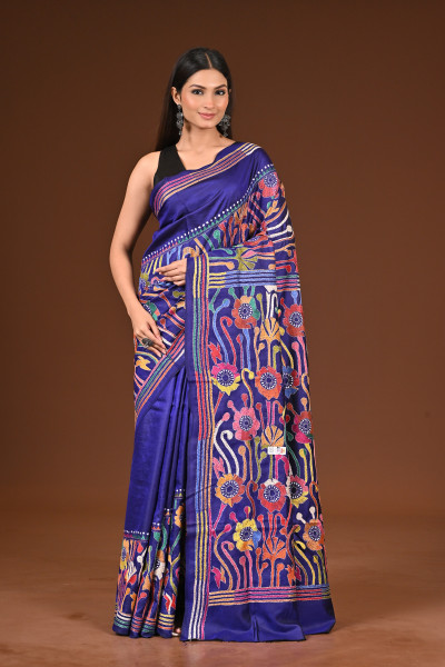 PURE  SILK KANTHA SAREE