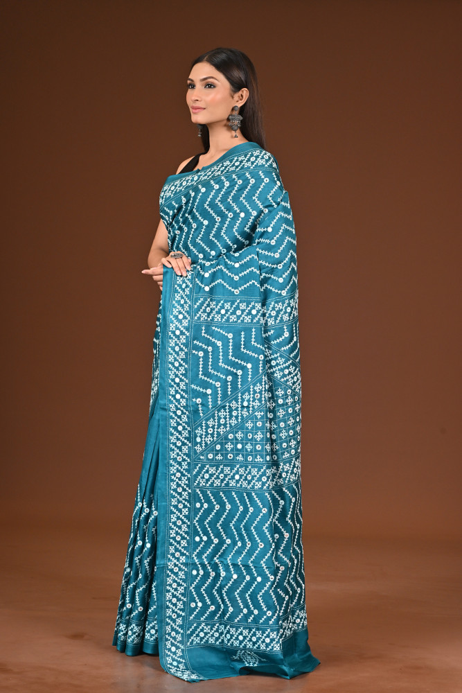 PURE  SILK KANTHA SAREE