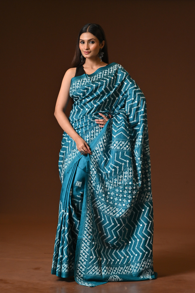 PURE  SILK KANTHA SAREE