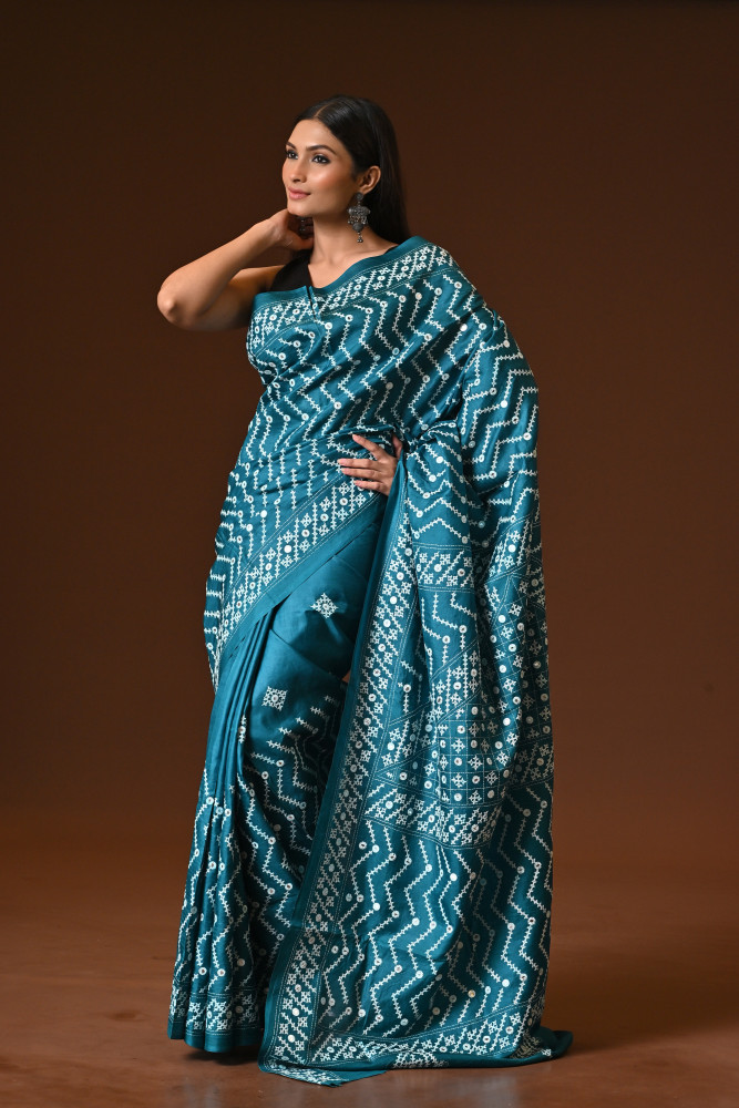 PURE  SILK KANTHA SAREE