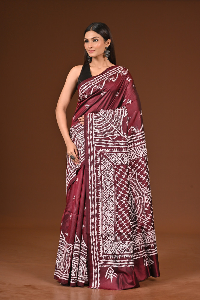 PURE  SILK KANTHA SAREE
