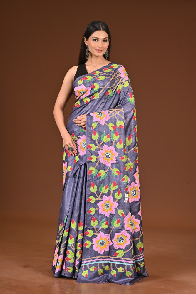 Image of PURE  SILK KANTHA SAREE