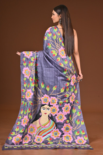 PURE  SILK KANTHA SAREE