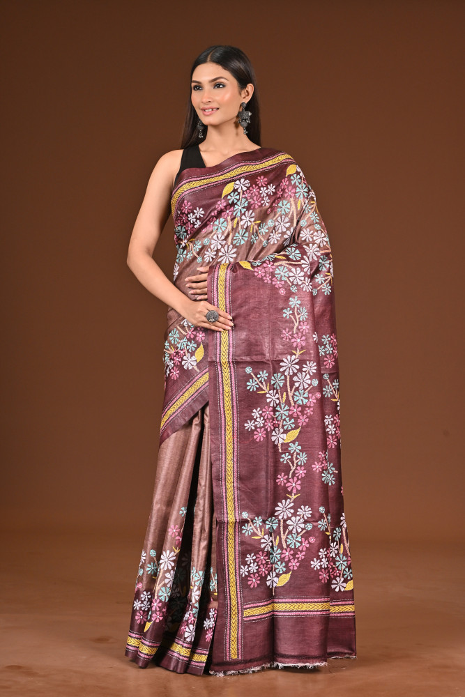 PURE  SILK KANTHA SAREE