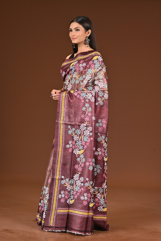 PURE  SILK KANTHA SAREE