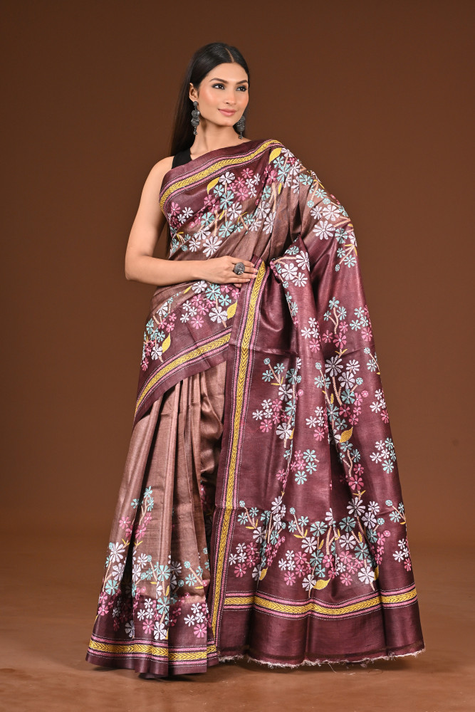 PURE  SILK KANTHA SAREE