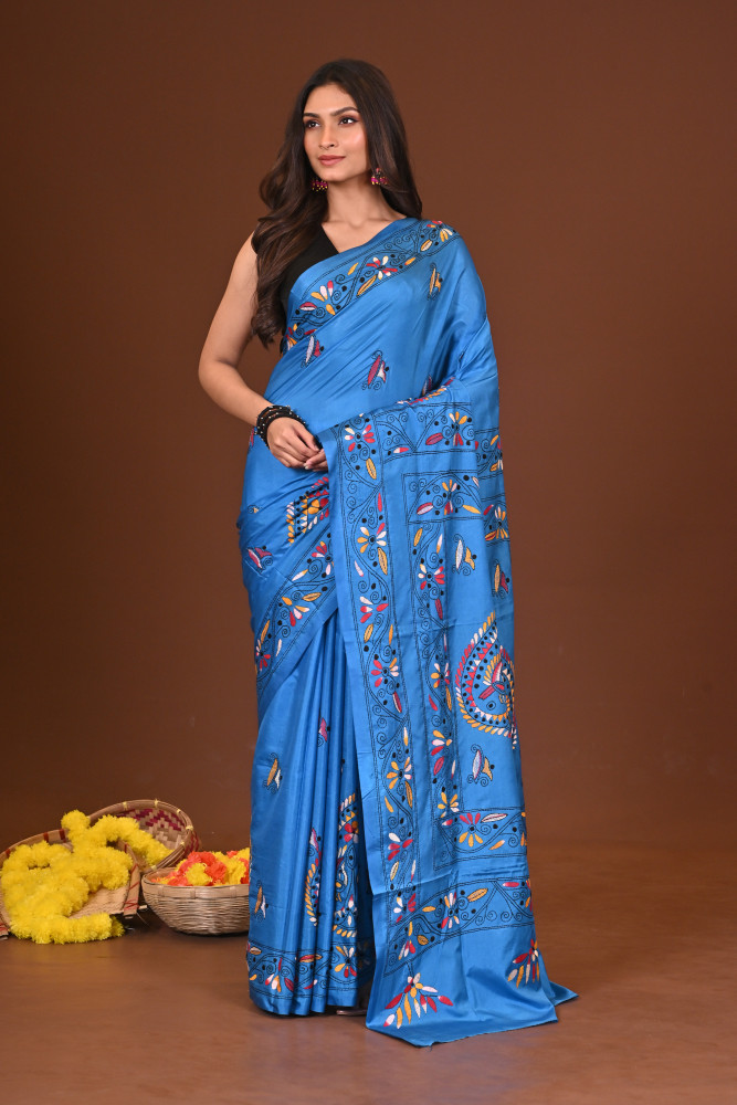 MAHARNAVA BLENDED SILK KANTHA SAREE