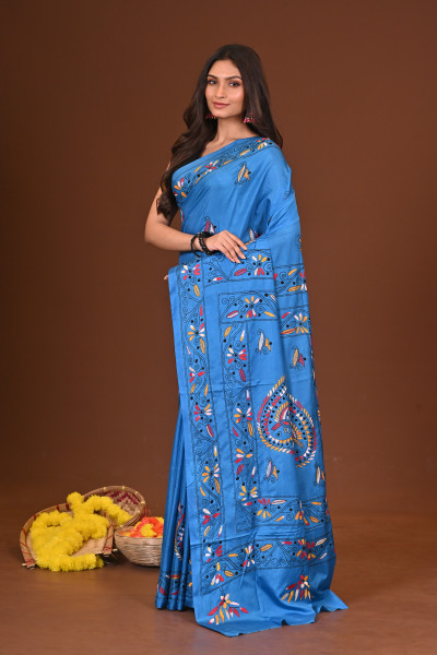 MAHARNAVA BLENDED SILK KANTHA SAREE