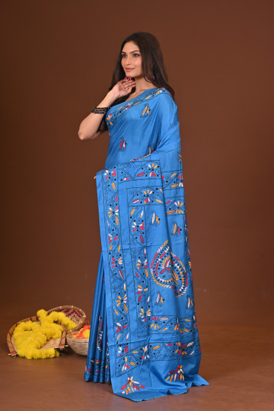 MAHARNAVA BLENDED SILK KANTHA SAREE