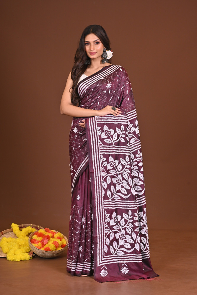 MANDAKRANTA BLENDED SILK KANTHA SAREE