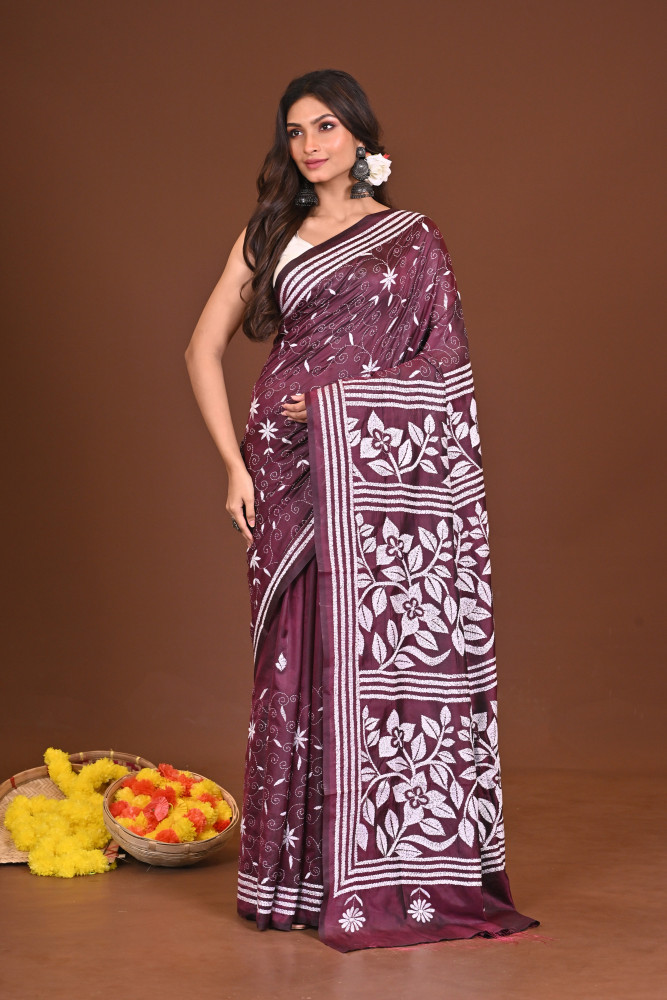 MANDAKRANTA BLENDED SILK KANTHA SAREE