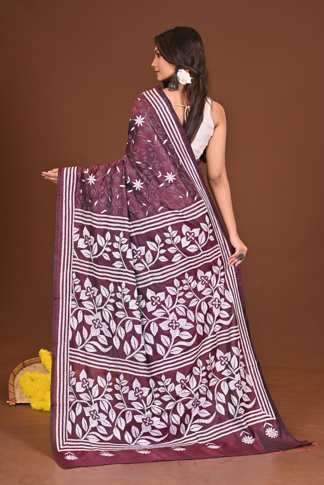 MANDAKRANTA BLENDED SILK KANTHA SAREE