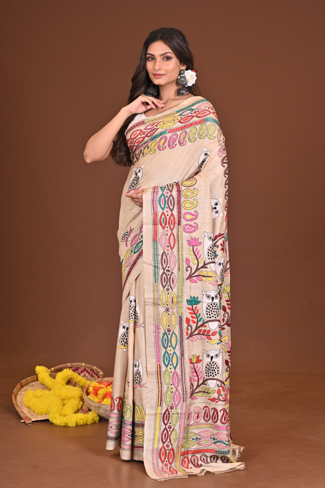 MANDIRA PURE SILK KANTHA SAREE