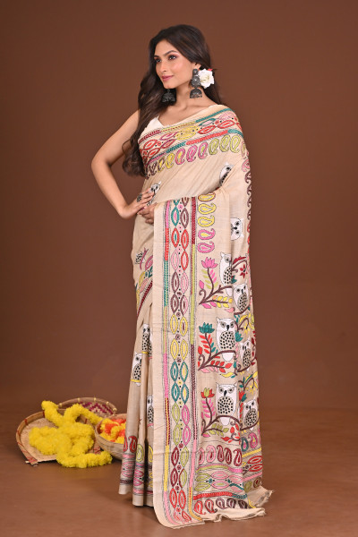 MANDIRA PURE SILK KANTHA SAREE