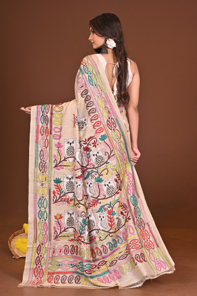MANDIRA PURE SILK KANTHA SAREE