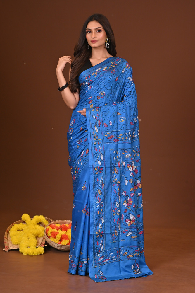 MEGHADUTI BLENDED SILK KANTHA SAREE