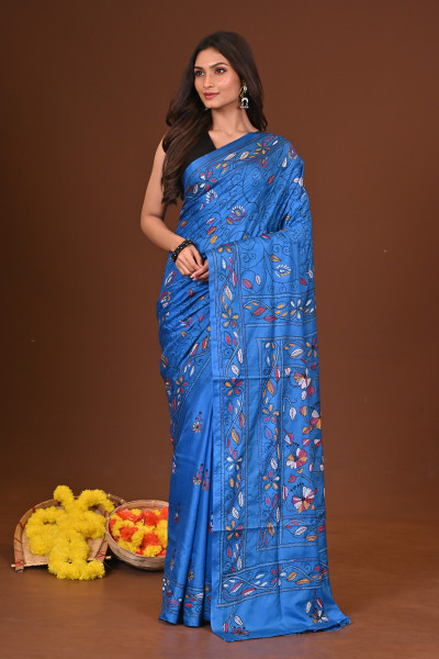 MEGHADUTI BLENDED SILK KANTHA SAREE