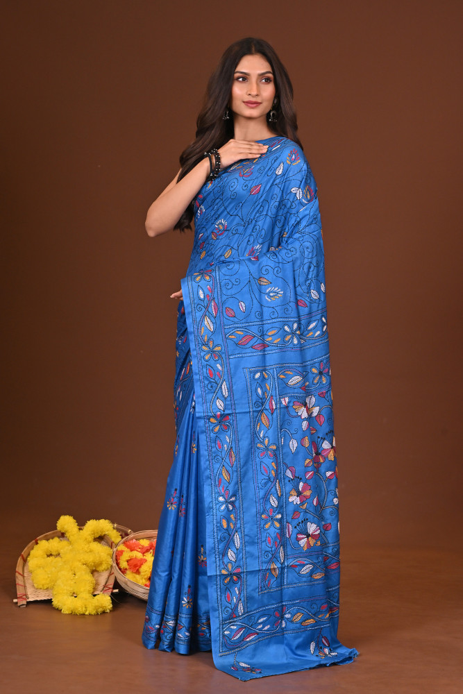 MEGHADUTI BLENDED SILK KANTHA SAREE