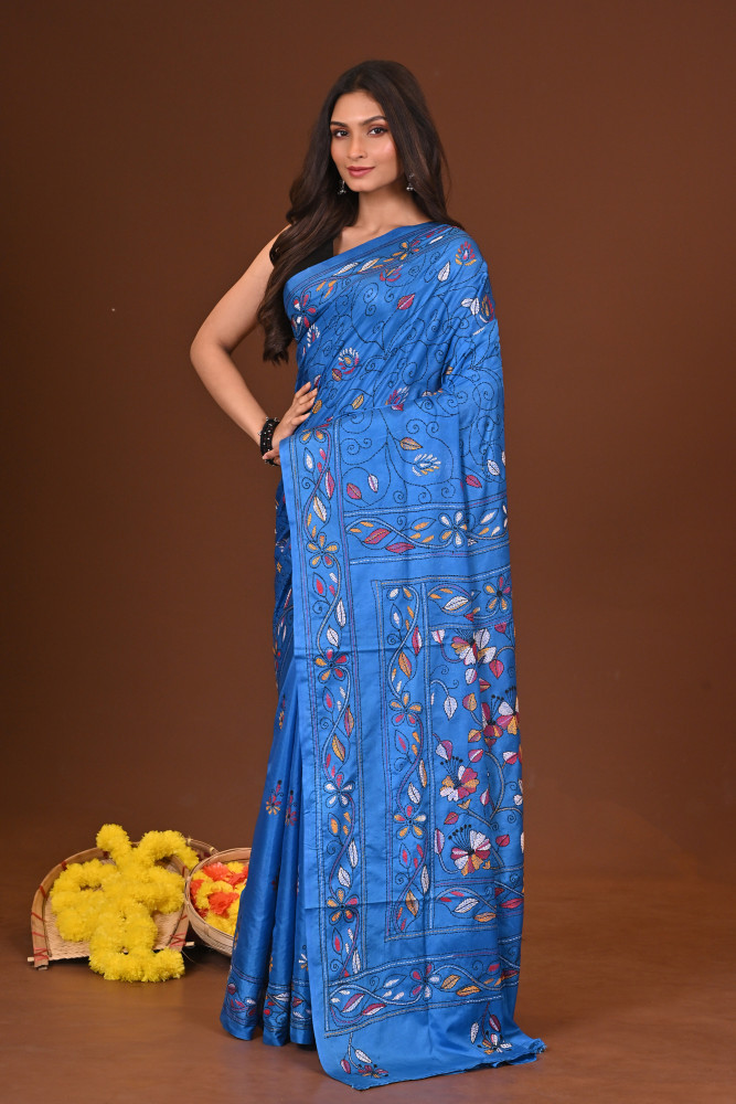 MEGHADUTI BLENDED SILK KANTHA SAREE