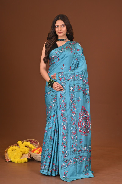 MEGHMALA BLENDED SILK KANTHA SAREE