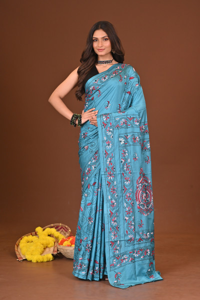 MEGHMALA BLENDED SILK KANTHA SAREE