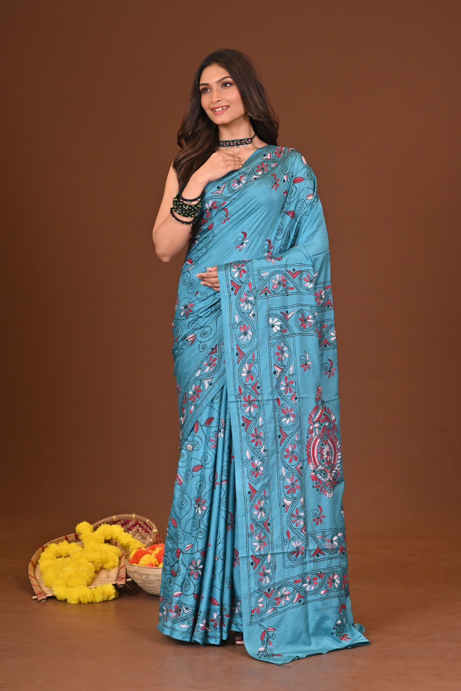MEGHMALA BLENDED SILK KANTHA SAREE