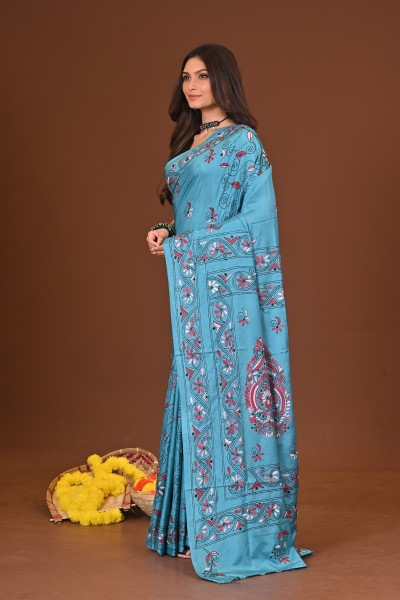 MEGHMALA BLENDED SILK KANTHA SAREE