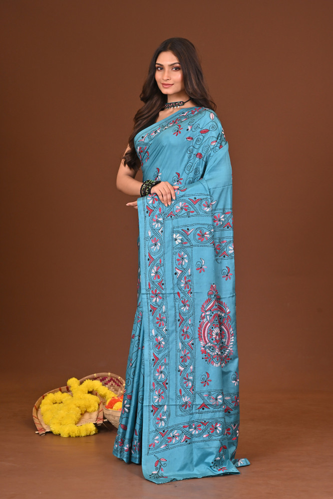 MEGHMALA BLENDED SILK KANTHA SAREE