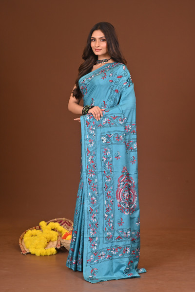 MEGHMALA BLENDED SILK KANTHA SAREE