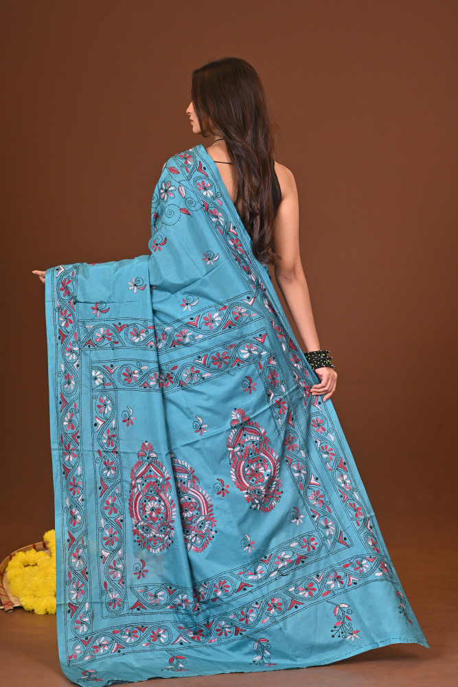 MEGHMALA BLENDED SILK KANTHA SAREE